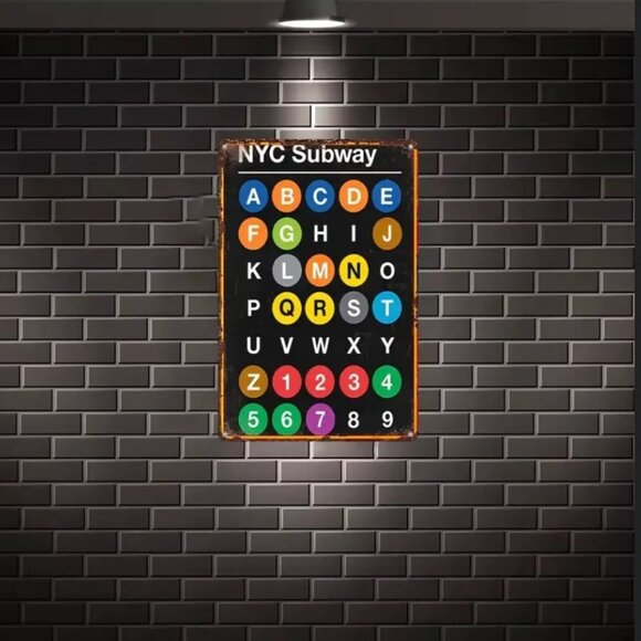 New York City Subway Alphabet Metal Sign (8"x12") with Free Bonus MTA Train Map! - Picture 3 of 6